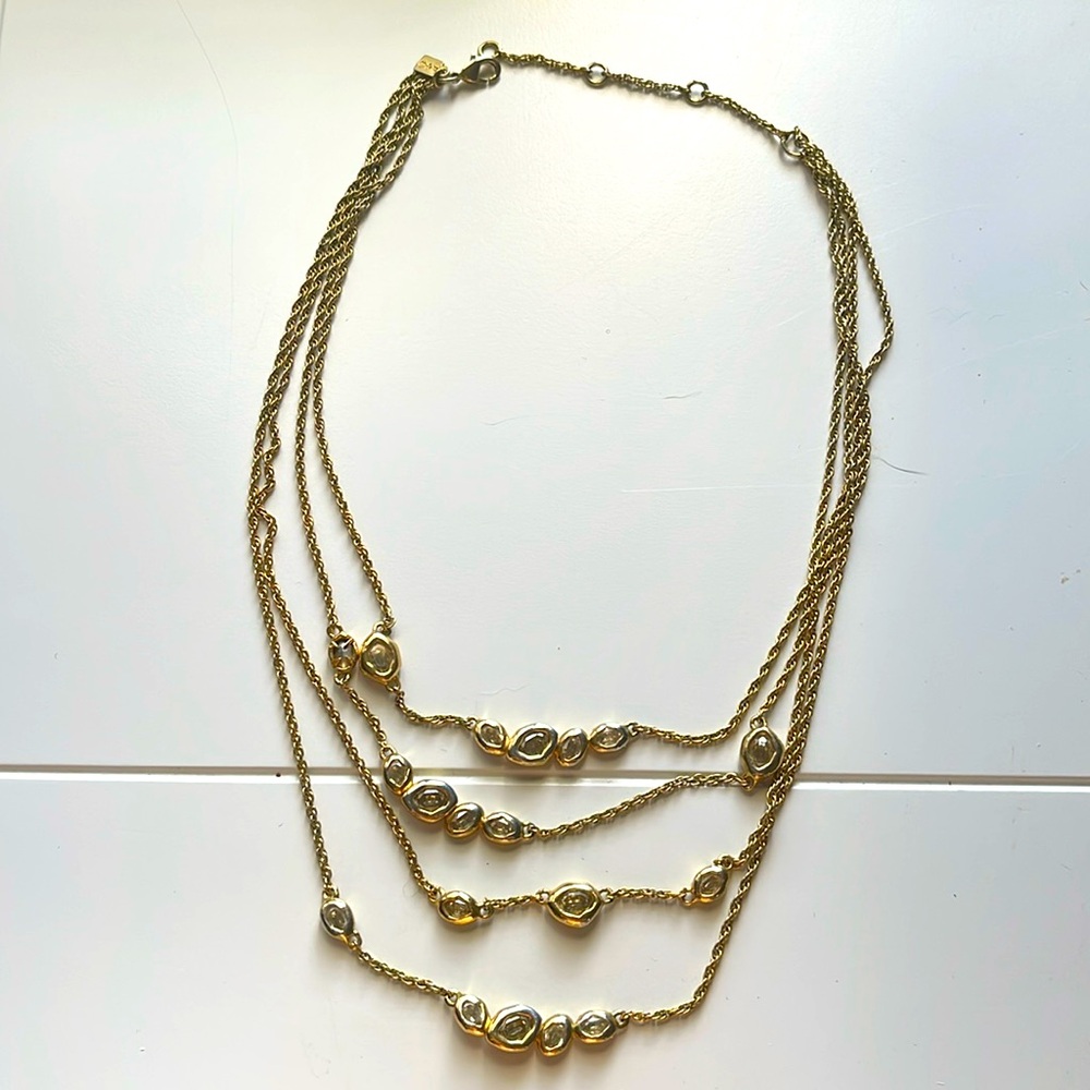 Alexis Bittar Gold Bezel-Set Multi Strand Necklace